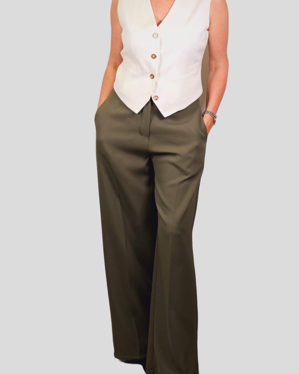 Morgan Mono Color Caqui Monos Morgan Outlet Morgan Mono Largo Plisado Verde  36 Monos De