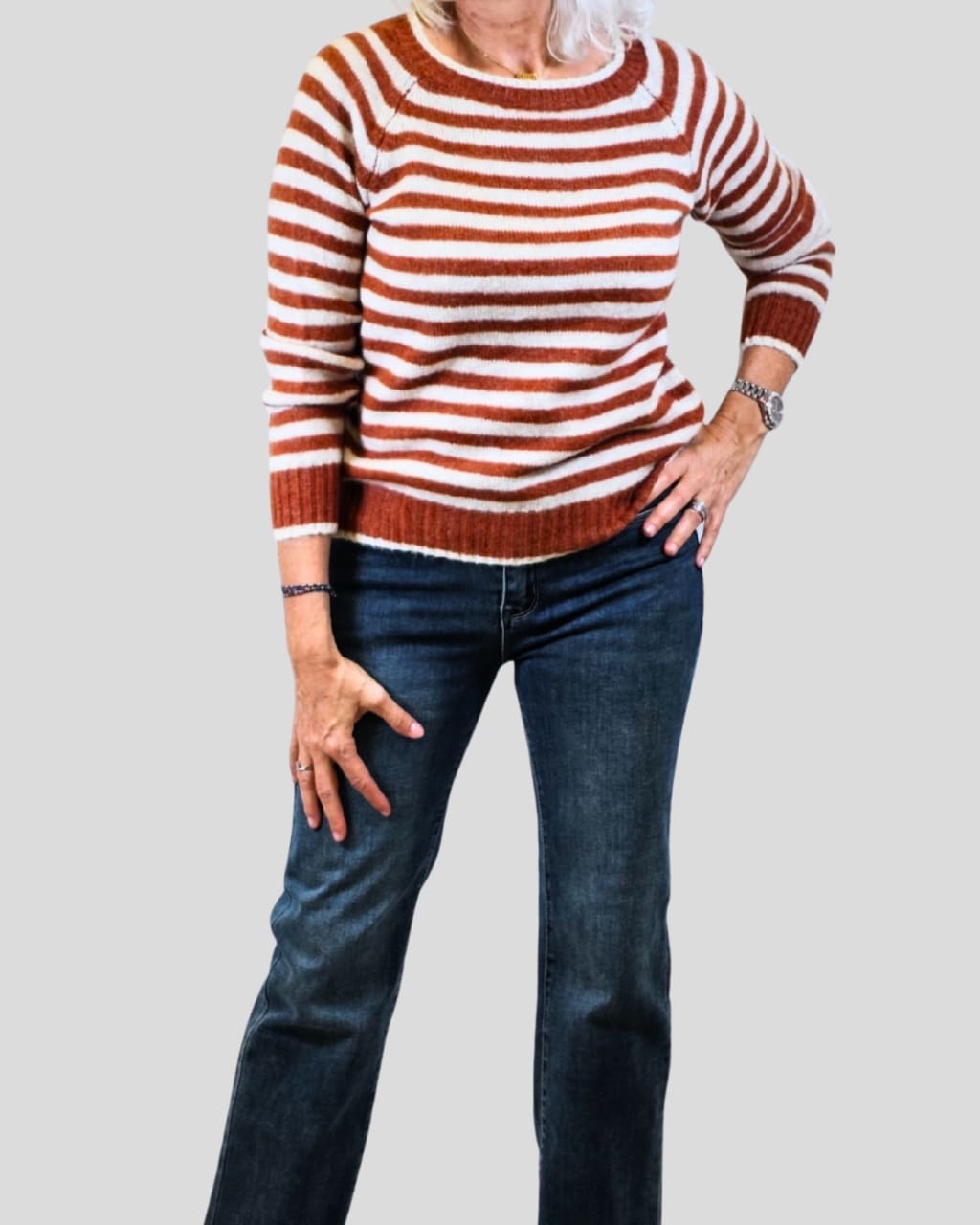 Jersey de Lana de rayas finas, en color teja, para otoño/invierno. en AnuSska Moda.