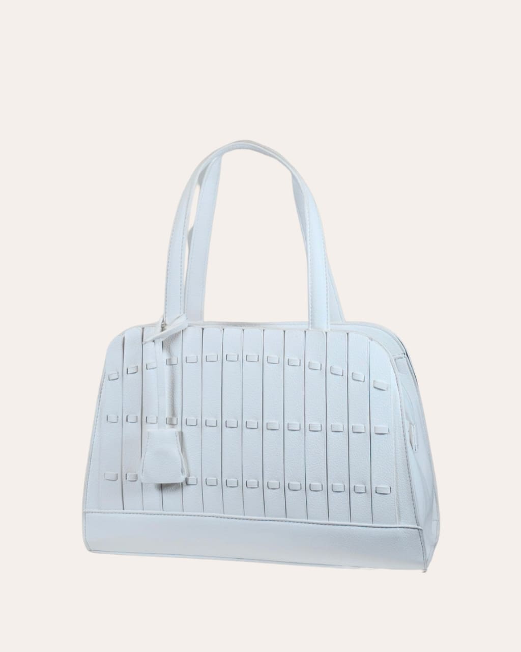 Bolso mediano, tiras entrelazadas, en color blanco, para primavera/verano, en AnuSska Moda.